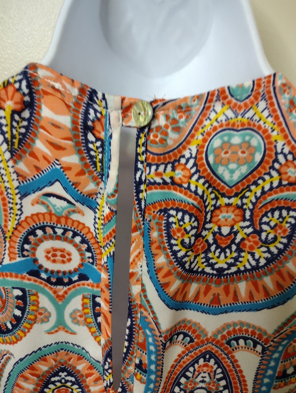 Show Me Your Mumu Paisley Print Sleeveless V-Neck Romper in White Coral & Blue - Picture 3 of 8